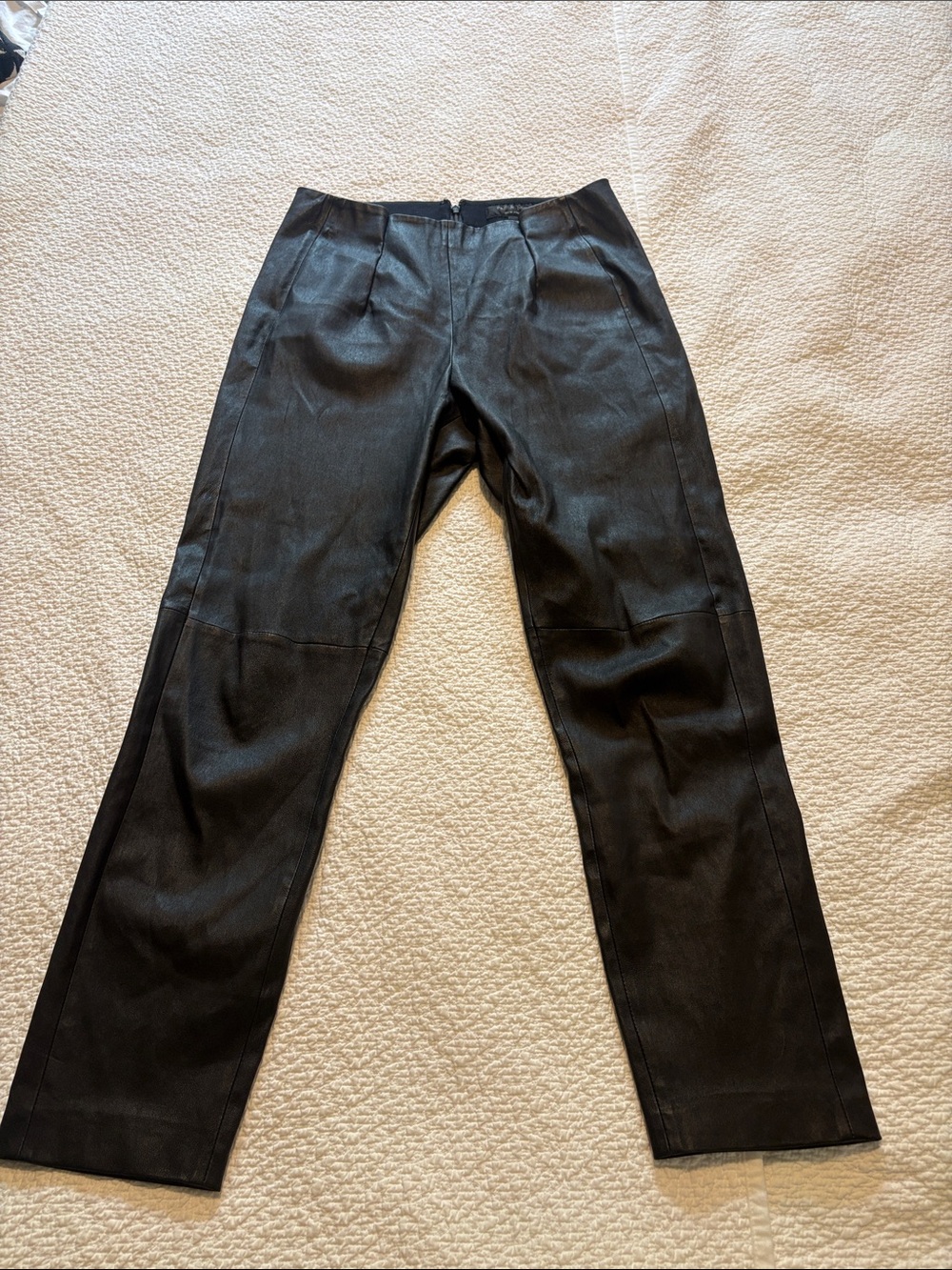 RAG And Bone Womens Black Leather-Straight Leg Pants. Size 12. In GUC.